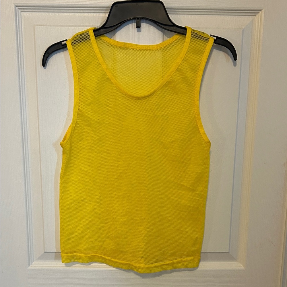 Festival Wear Yellow Mesh Sleeveless Top XS